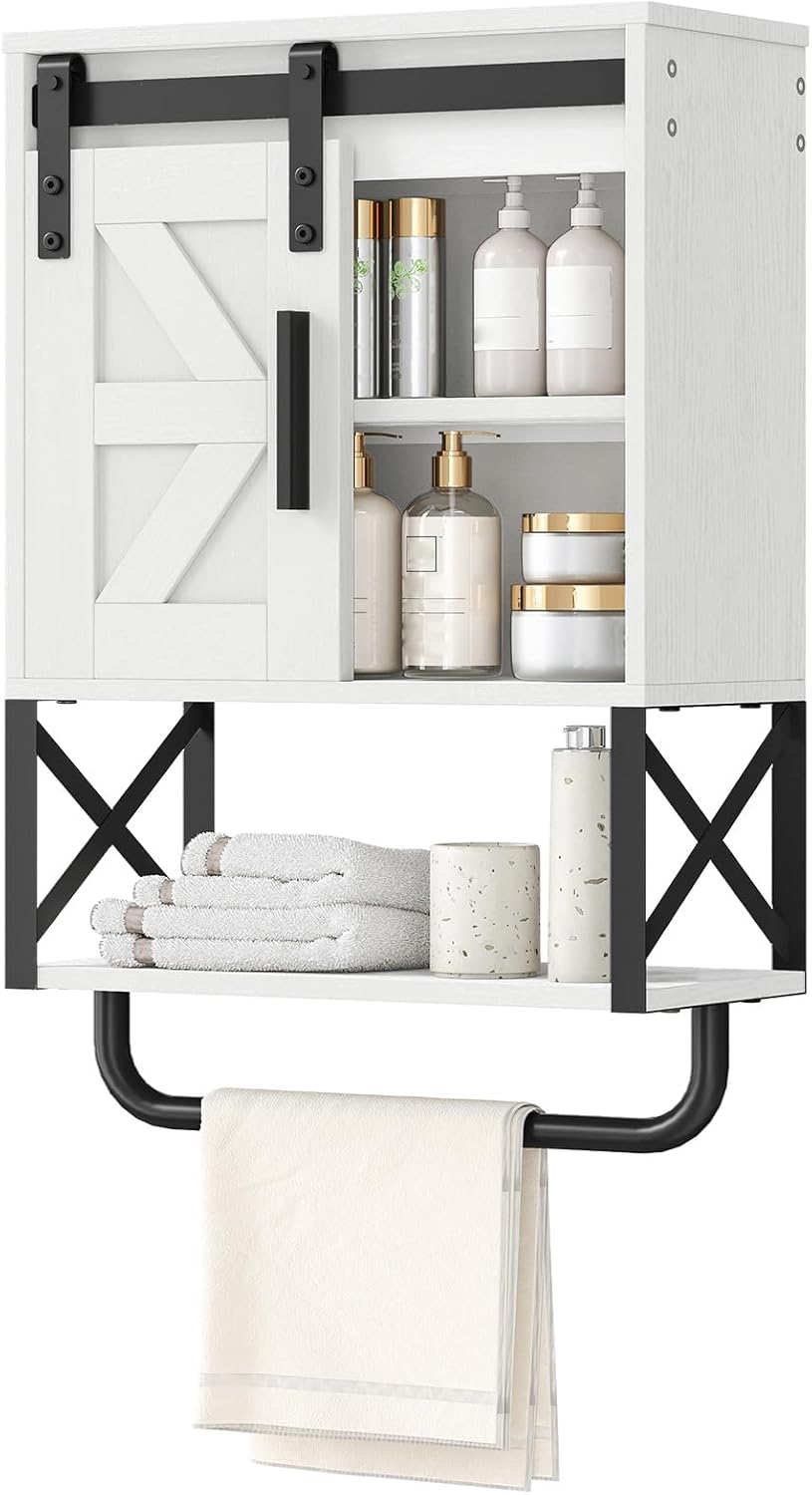 HOOBRO Bathroom Wall Cabinet with Barn Door