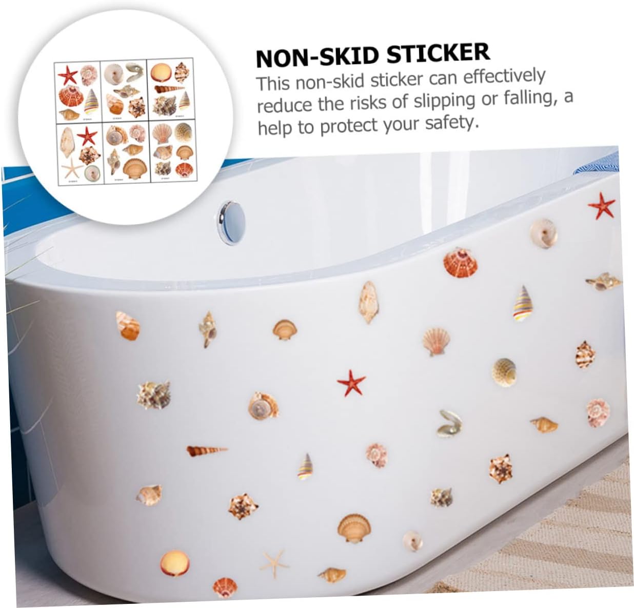 Marine Shell Pattern Anti-Slip Bathtub Stickers for Boys and Girls Rooms