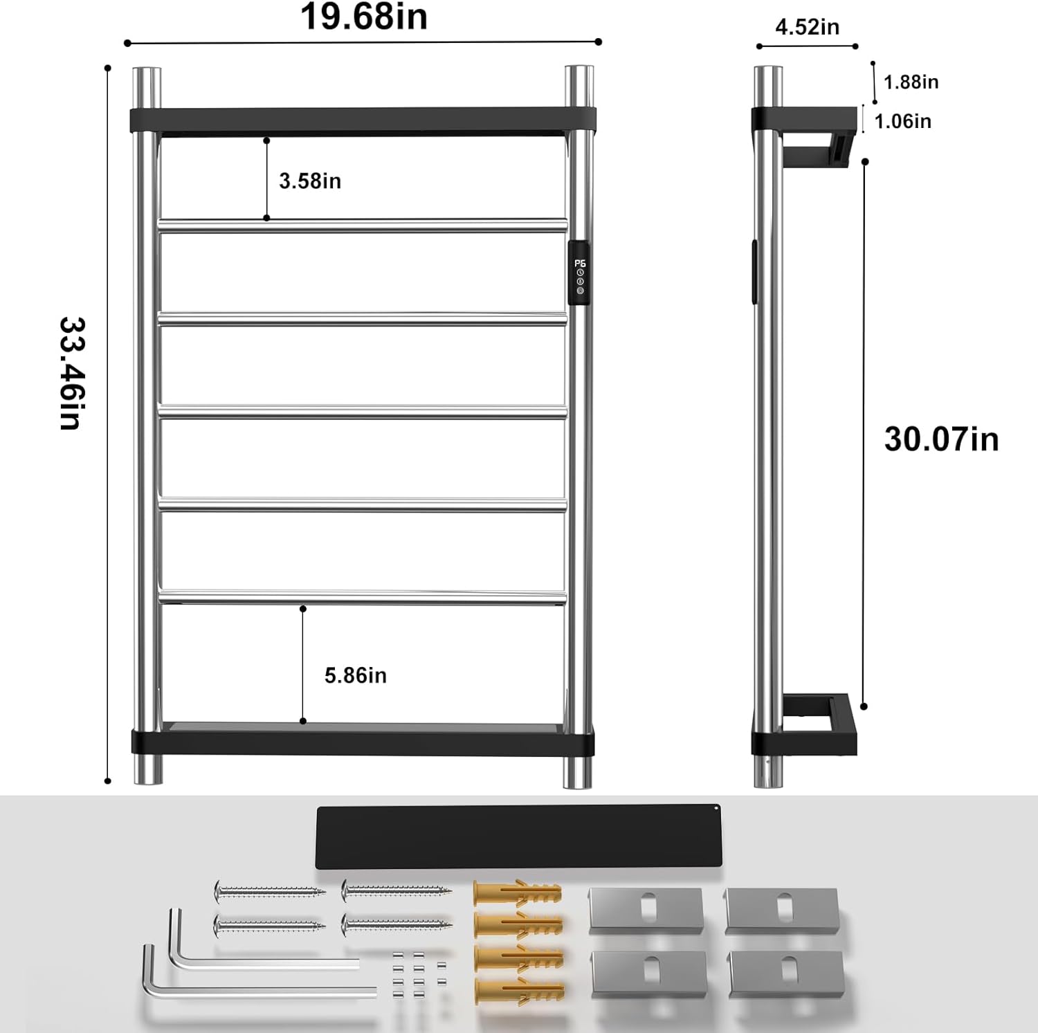 Premium Heated Towel Rack with LED Touch Control