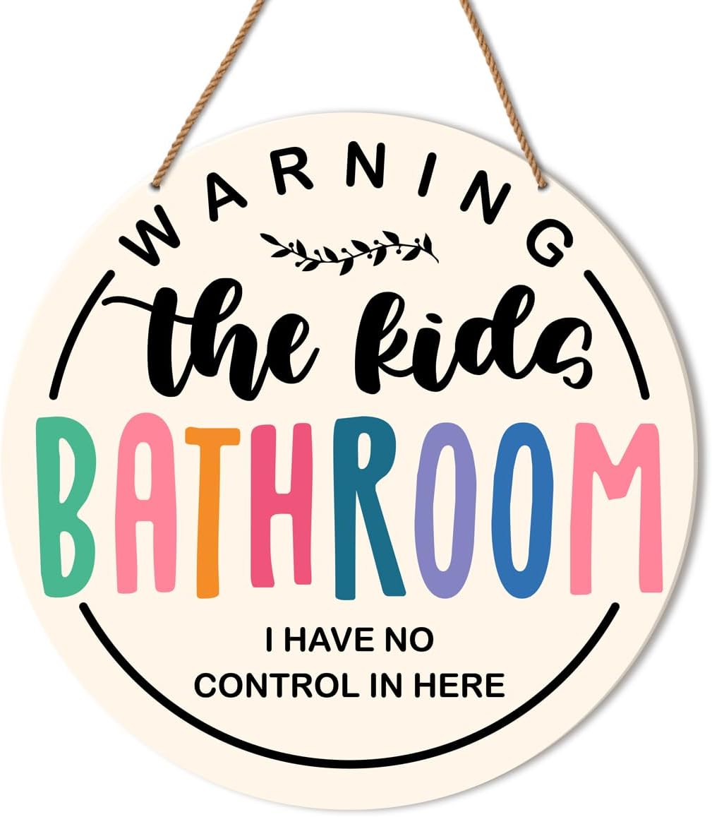 HSNBT Kids Bathroom Decor Wooden Sign