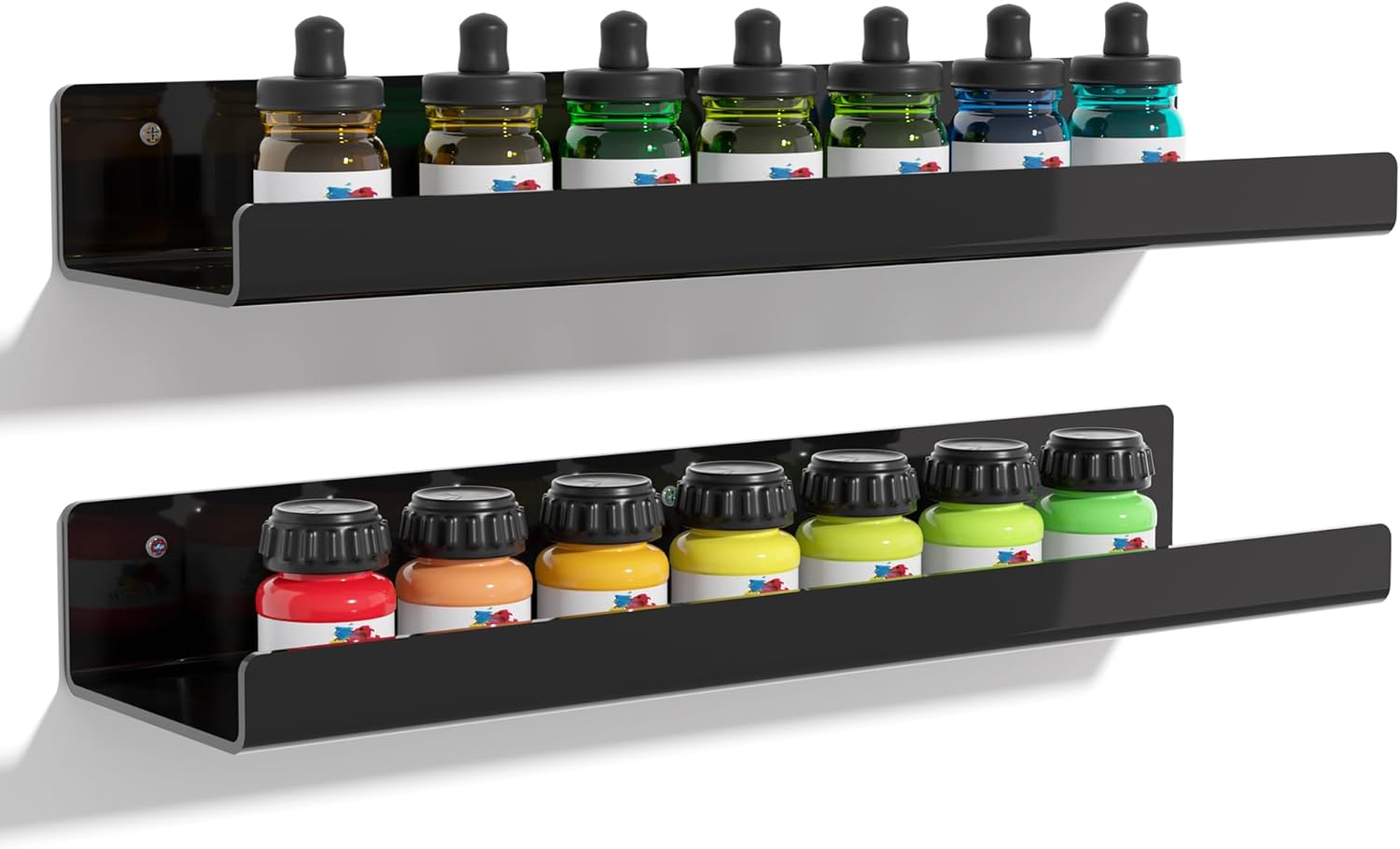 Space-Saving Black Acrylic Shelves for Kids Adults