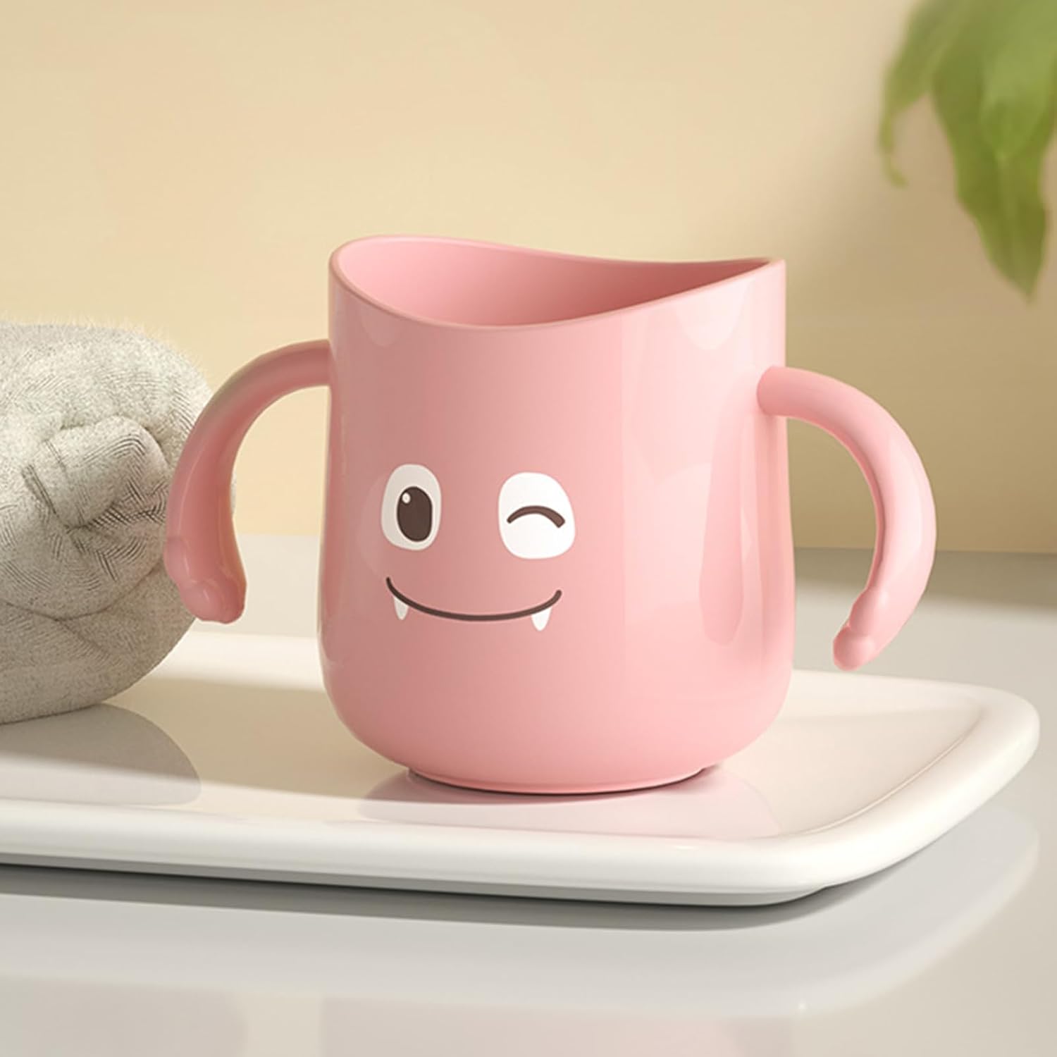 Cute Dinosaur Toothbrush Cup with Double Handles for Kids 1
