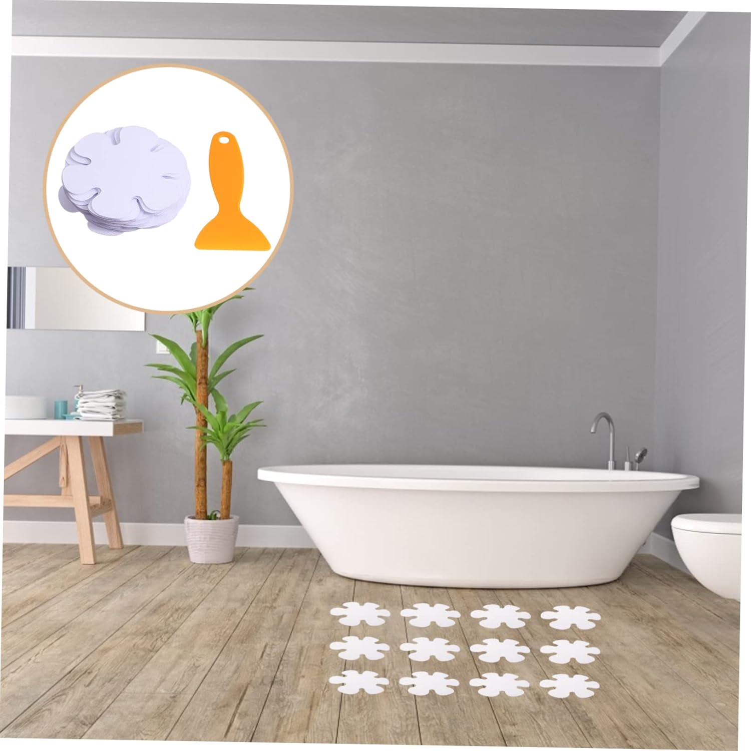 LIFKICH Non-Slip Bathroom Stickers 20pcs Peva Flower Bathtub Decals