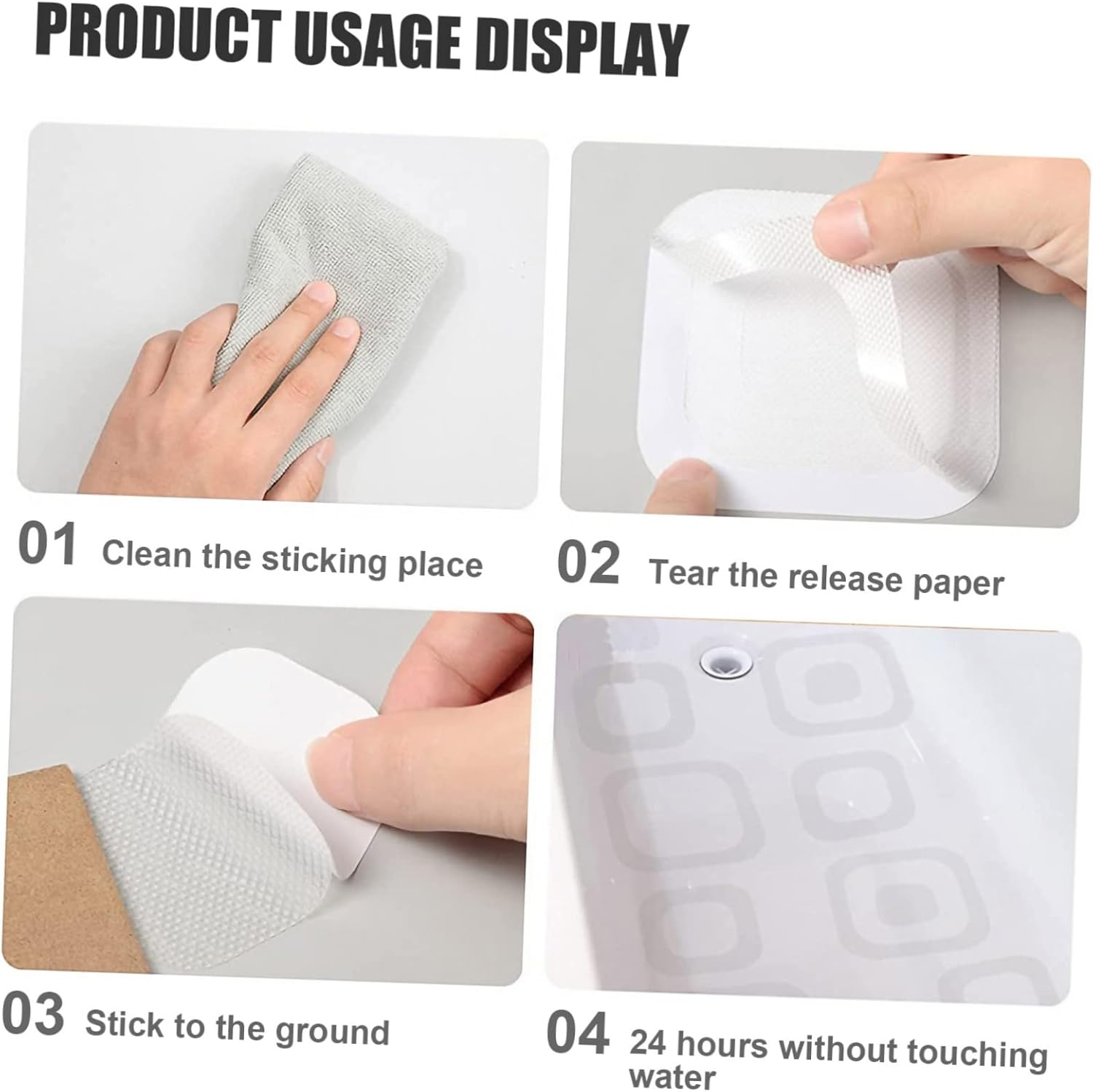 24Pcs Square Non Slip Bathtub Stickers for Safety Adhesive