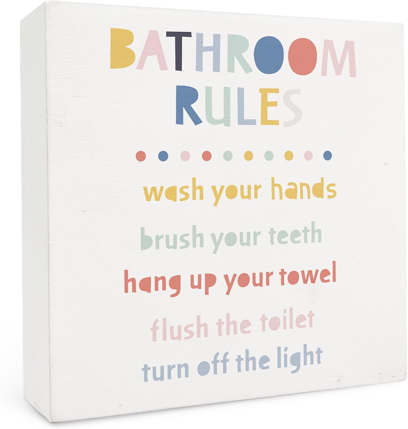 Bathroom Rules Wooden Box Sign 5x5
