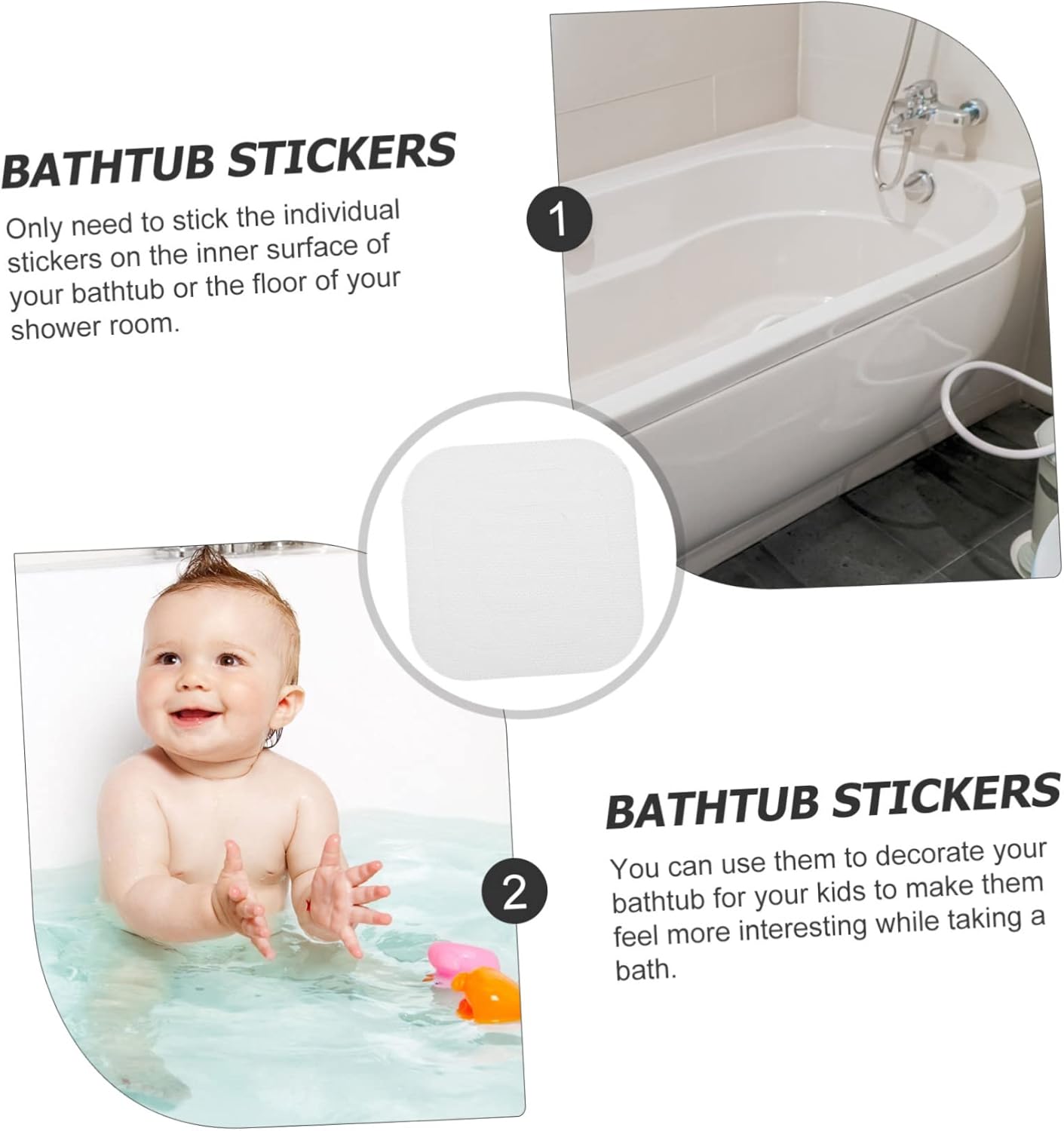 24Pcs Square Non Slip Bathtub Stickers for Safety Adhesive