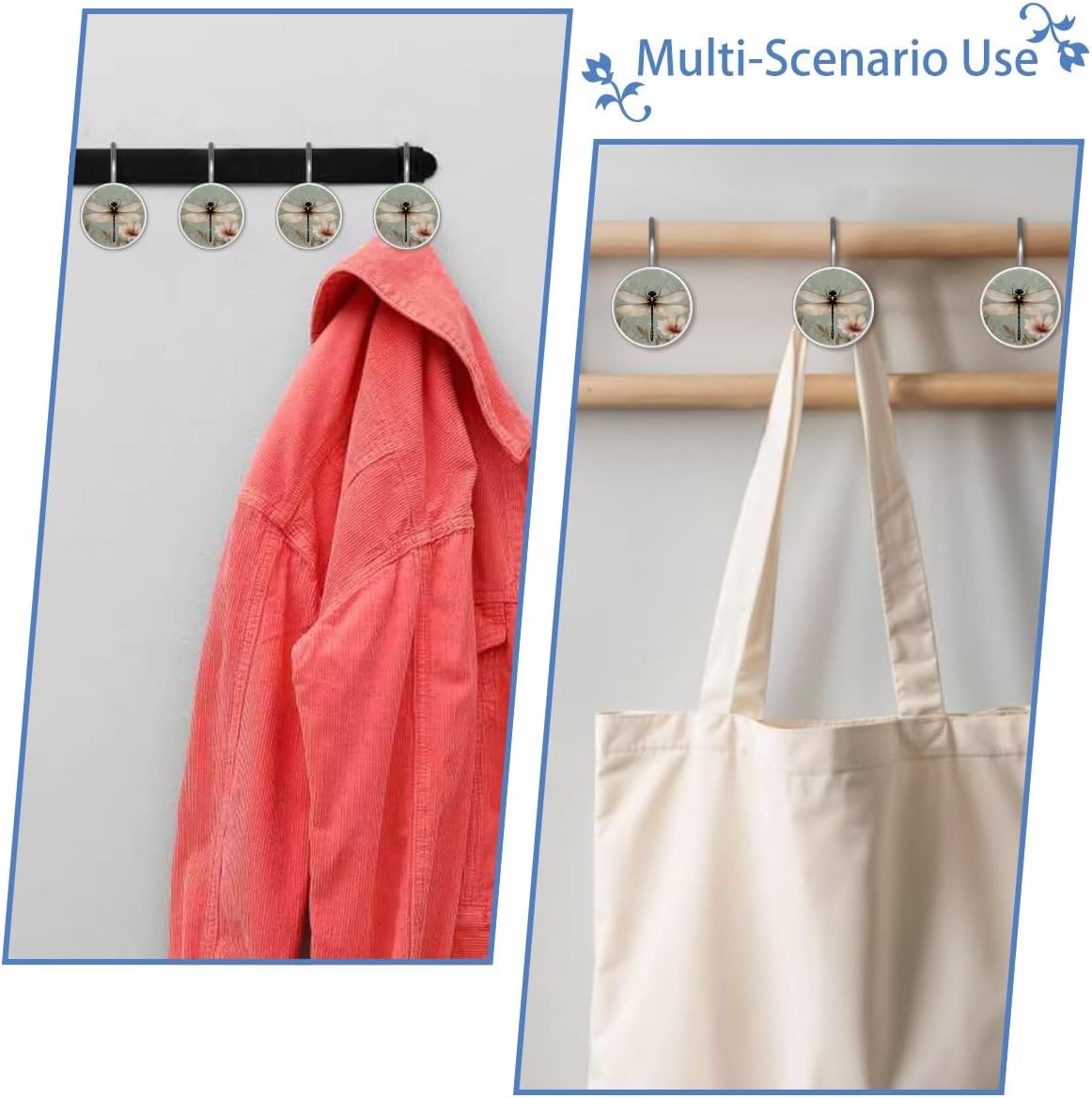 Set of 12 Glass Shower Curtain Hangers Rust-Proof Durable for Bathroom