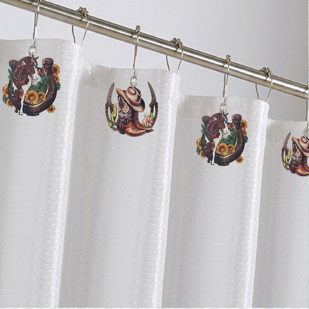 Western Cowboy Shower Curtain Hooks Set