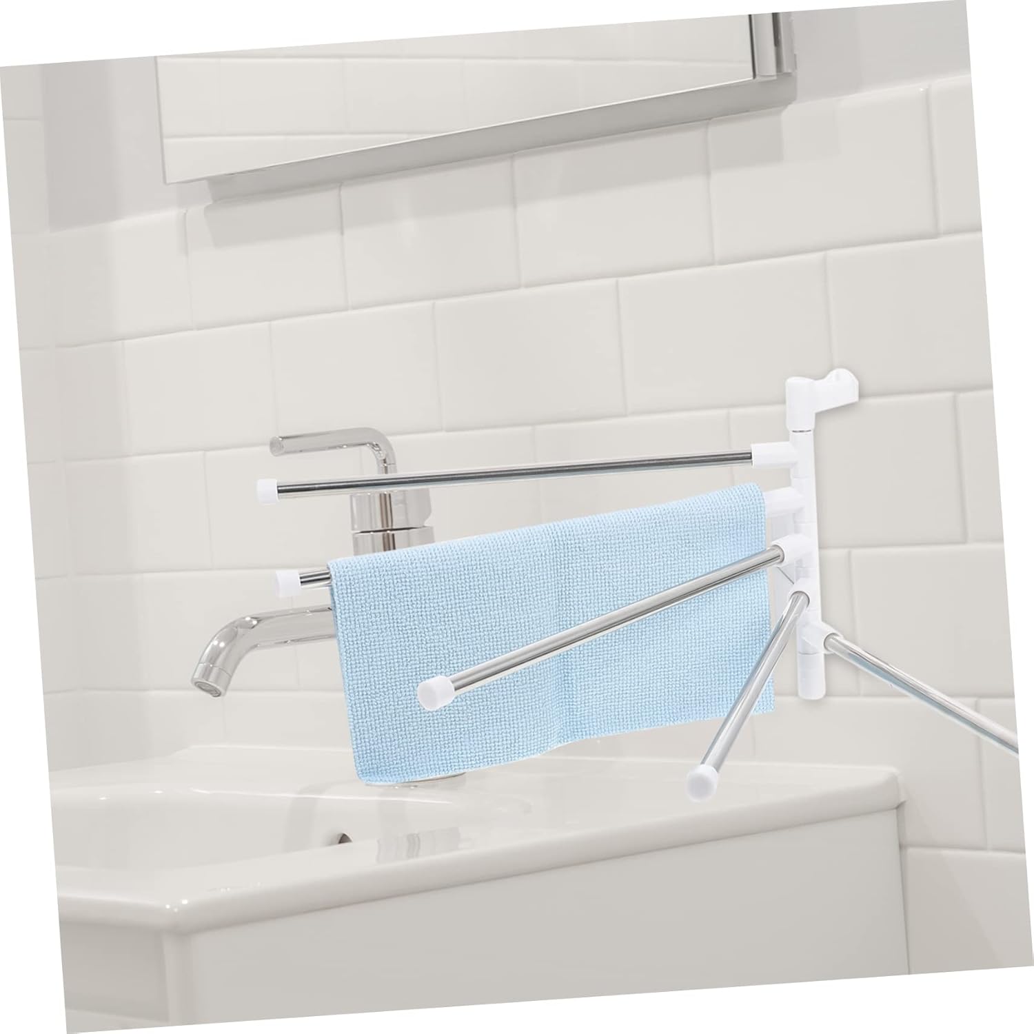 1Set Stainless Steel Rotating Towel Rack for Space-Saving Bathroom Storage