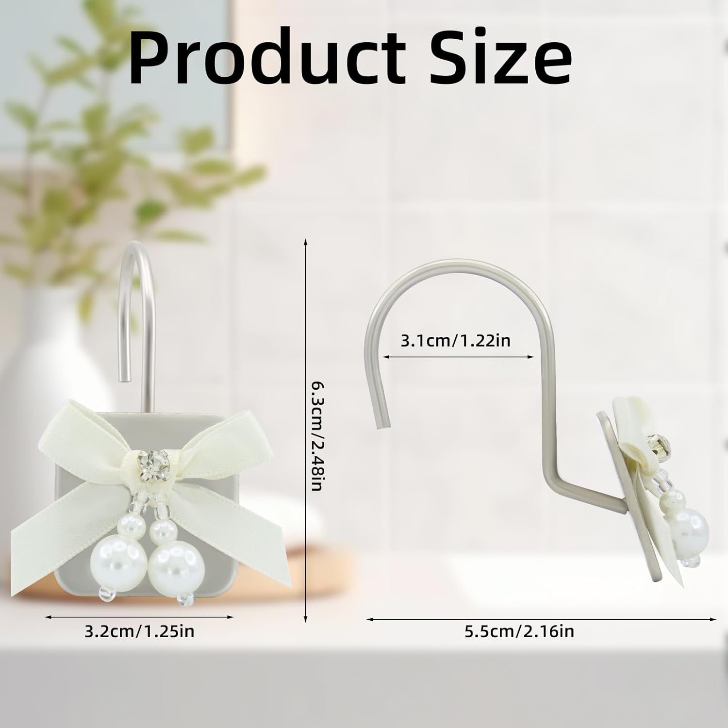 Luxury Bow Shower Curtain Hooks with Satin Design