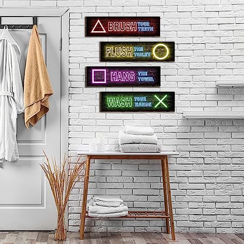 Playful Game Signs for Boys Bathroom
