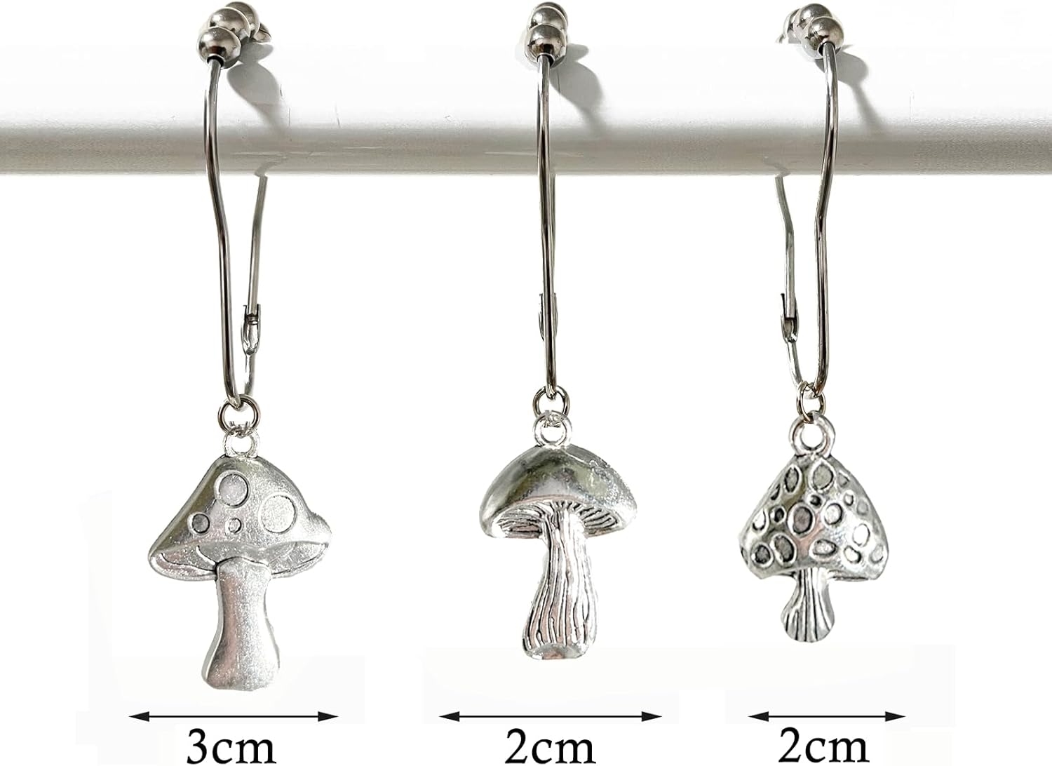 Mushroom Shower Curtain Hooks Boho Retro Cute Design