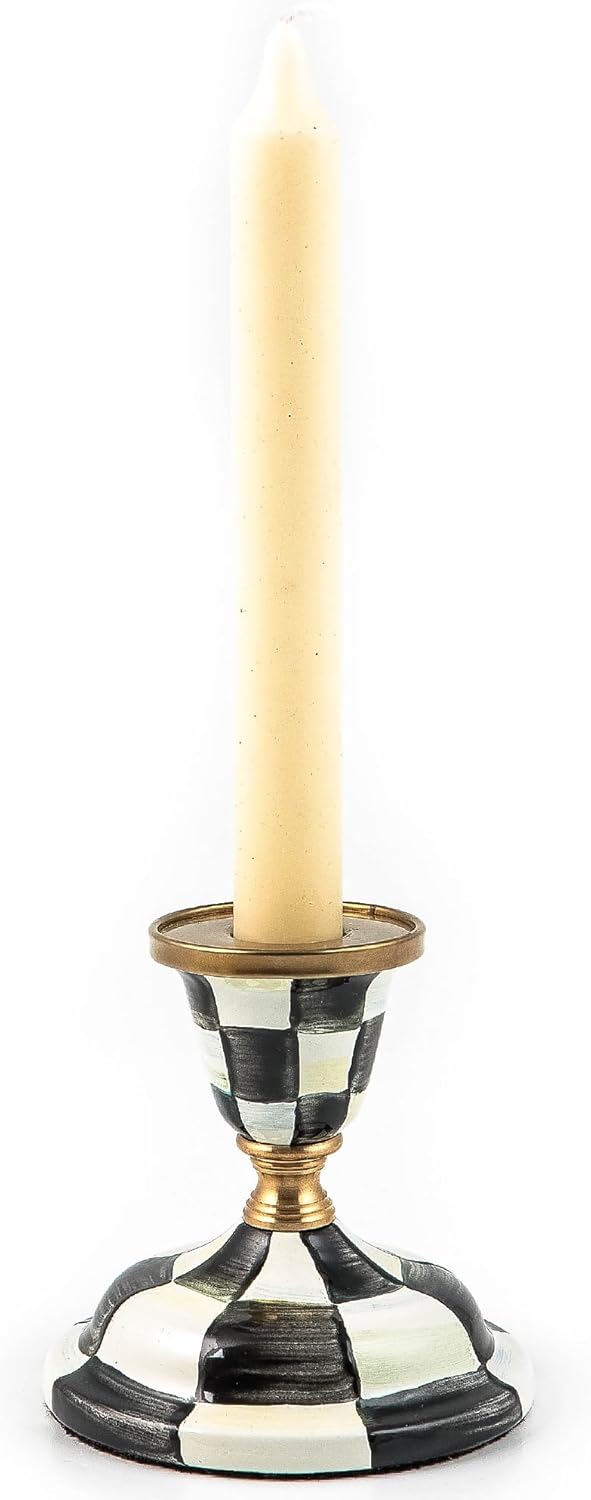 Mackenzie-Childs Short Candlestick with Courtly Check