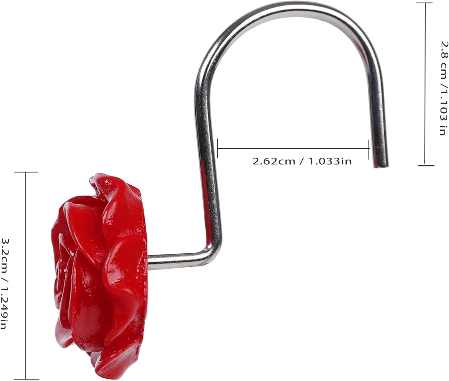 Twofish Red Rose Flower Shower Curtain Hooks Set of 12