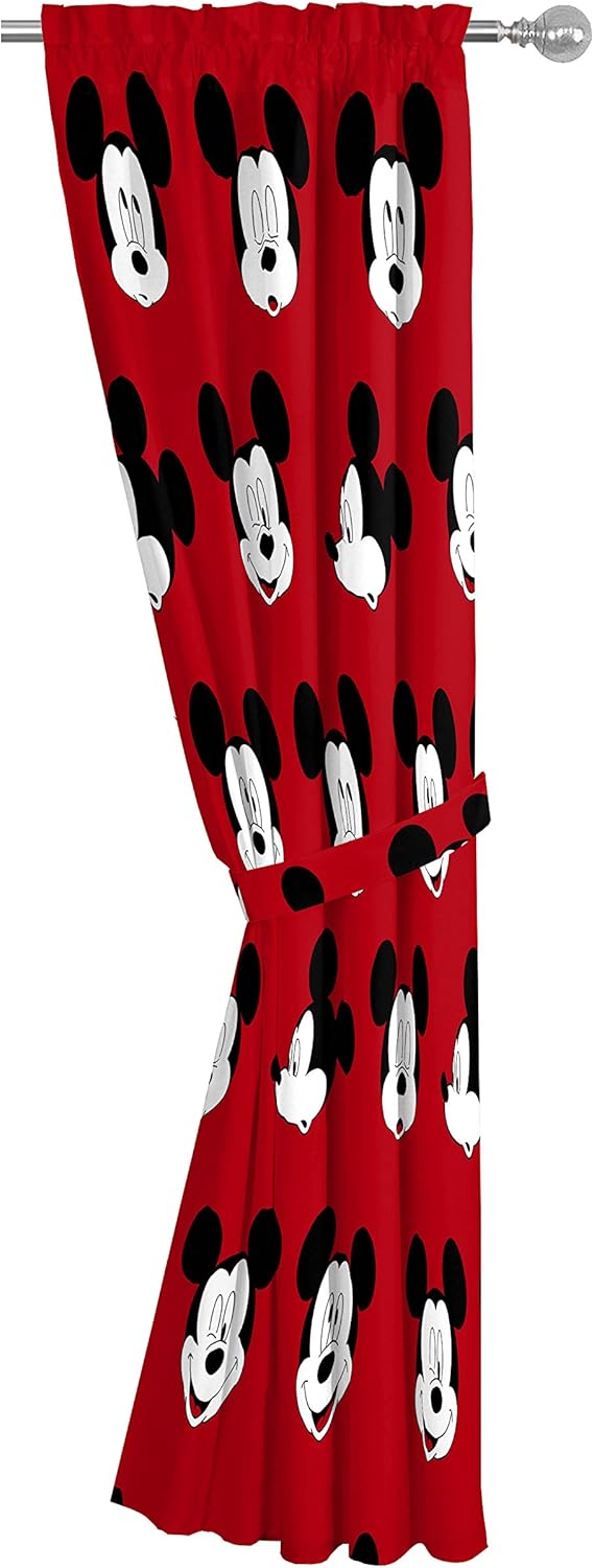 Jay Franco Kids Window Drapes Mickey Mouse 63 Inch Red
