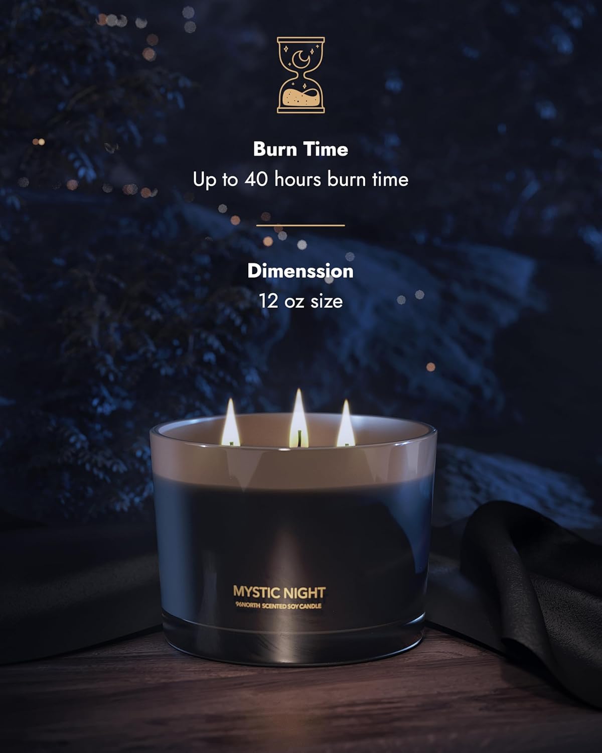 96NORTH Luxury Black Candle - Premium Fragrance with Long Burning Time