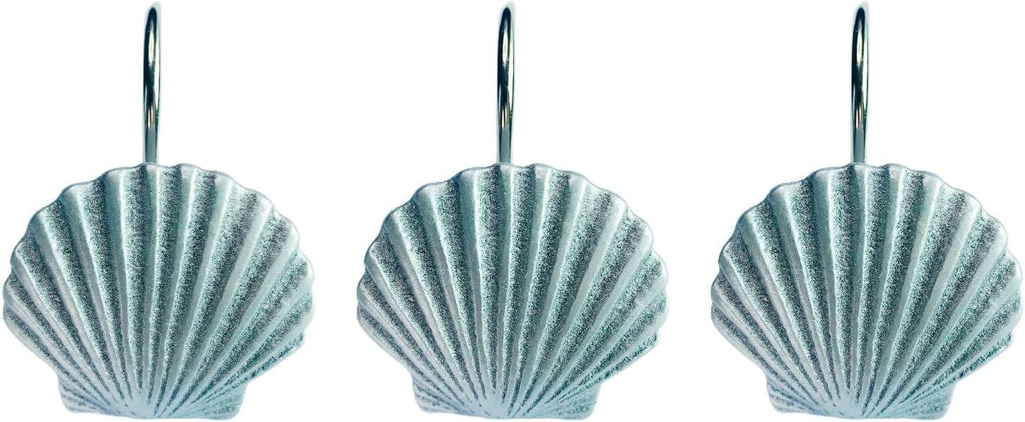 Stylish Silver Starfish Shower curtain hooks Set of 12