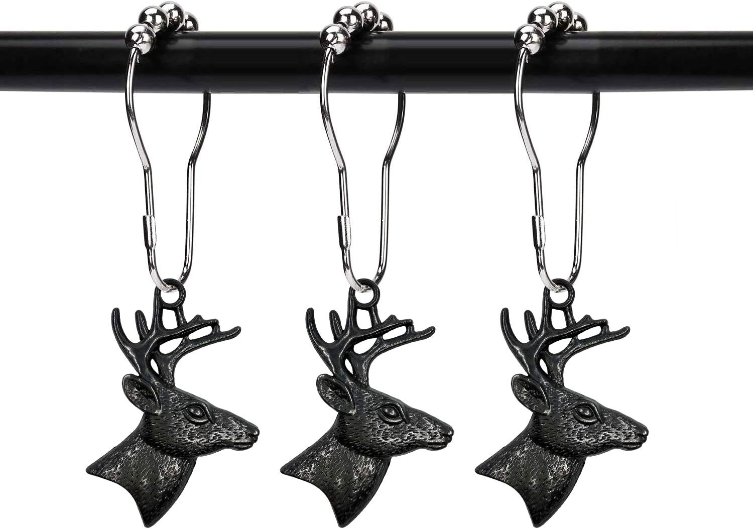 12-Piece Deer Dish Curtain Hook Set - Rustic CabinChristmas Decor