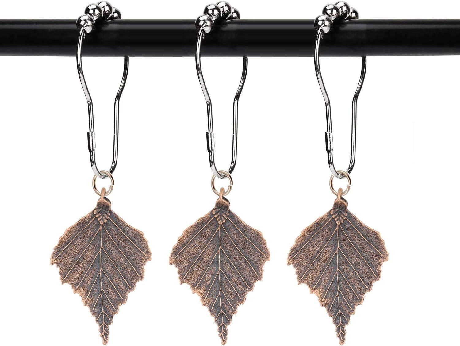 Birch Tree Leaf shower curtain hooks with vibrant autumnal design