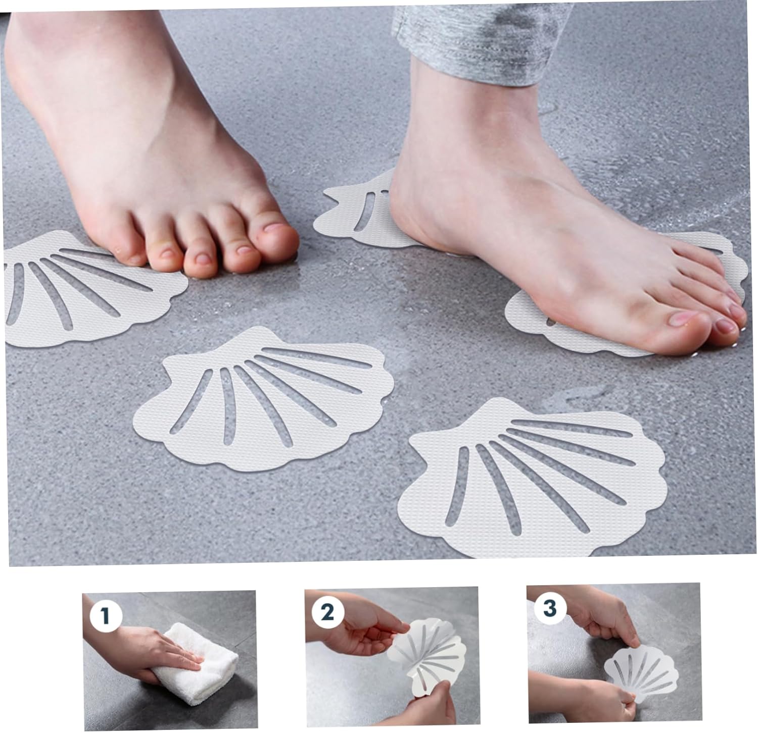 12pcs Non-Slip Bathtub Stickers Seashell Design