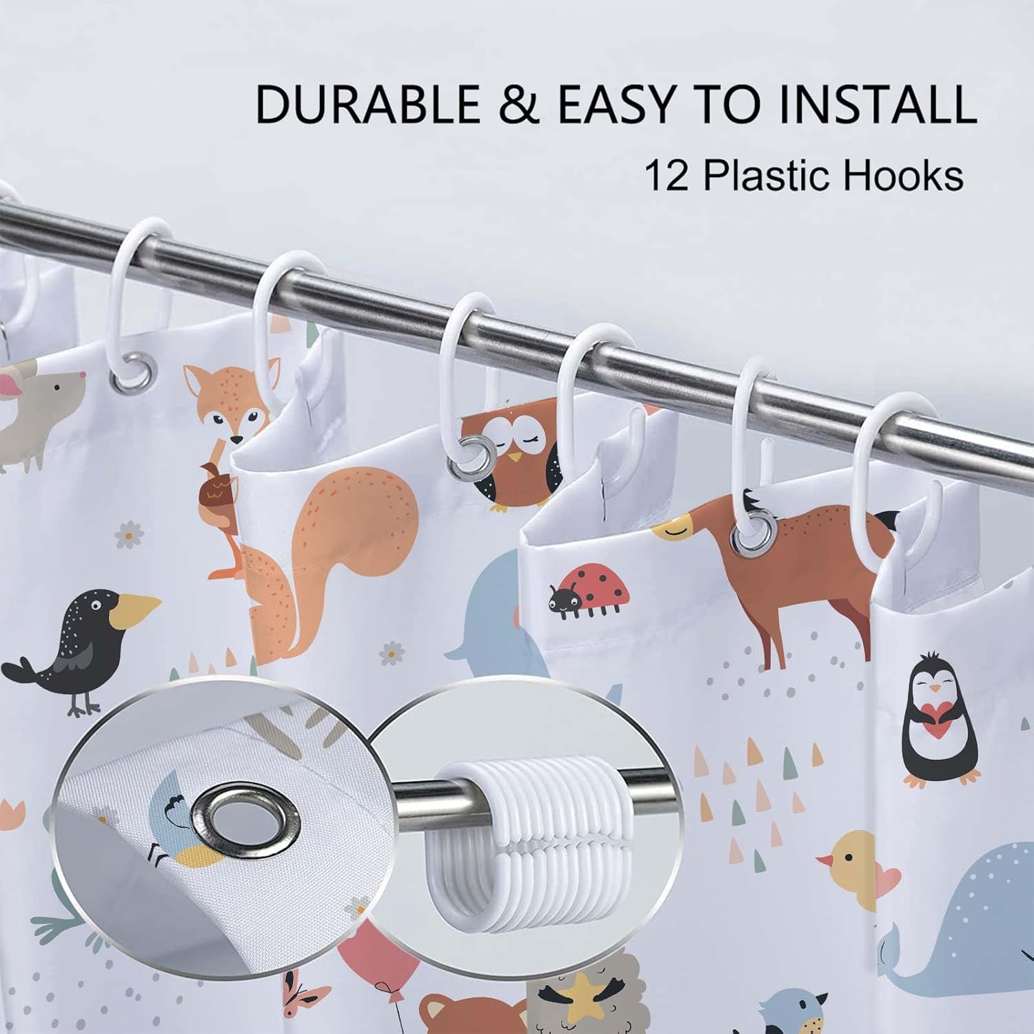 Animal shower curtain for kids
