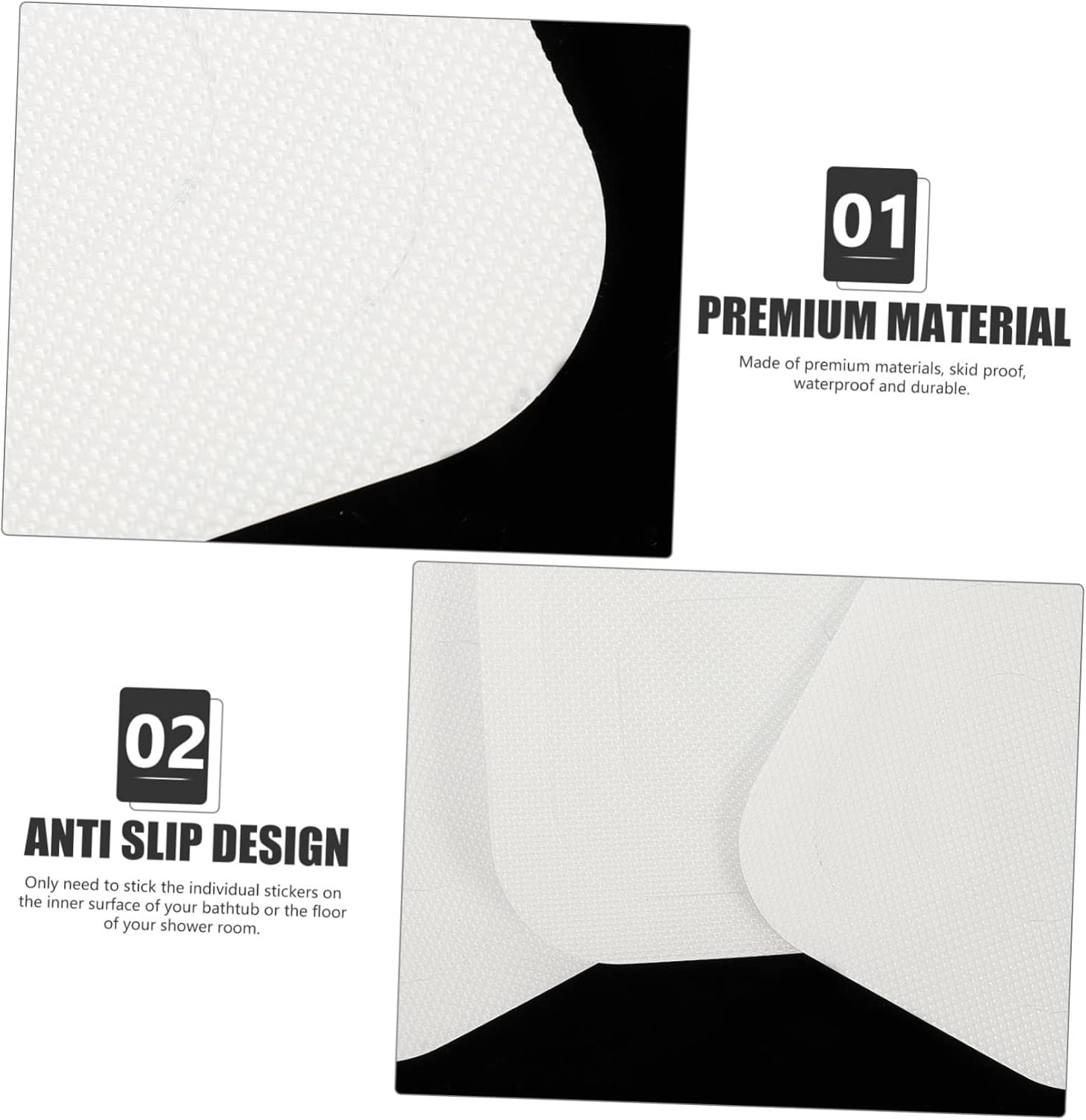 24pcs Square Non Slip Bathroom Stickers Transparent Peva Safety Decals