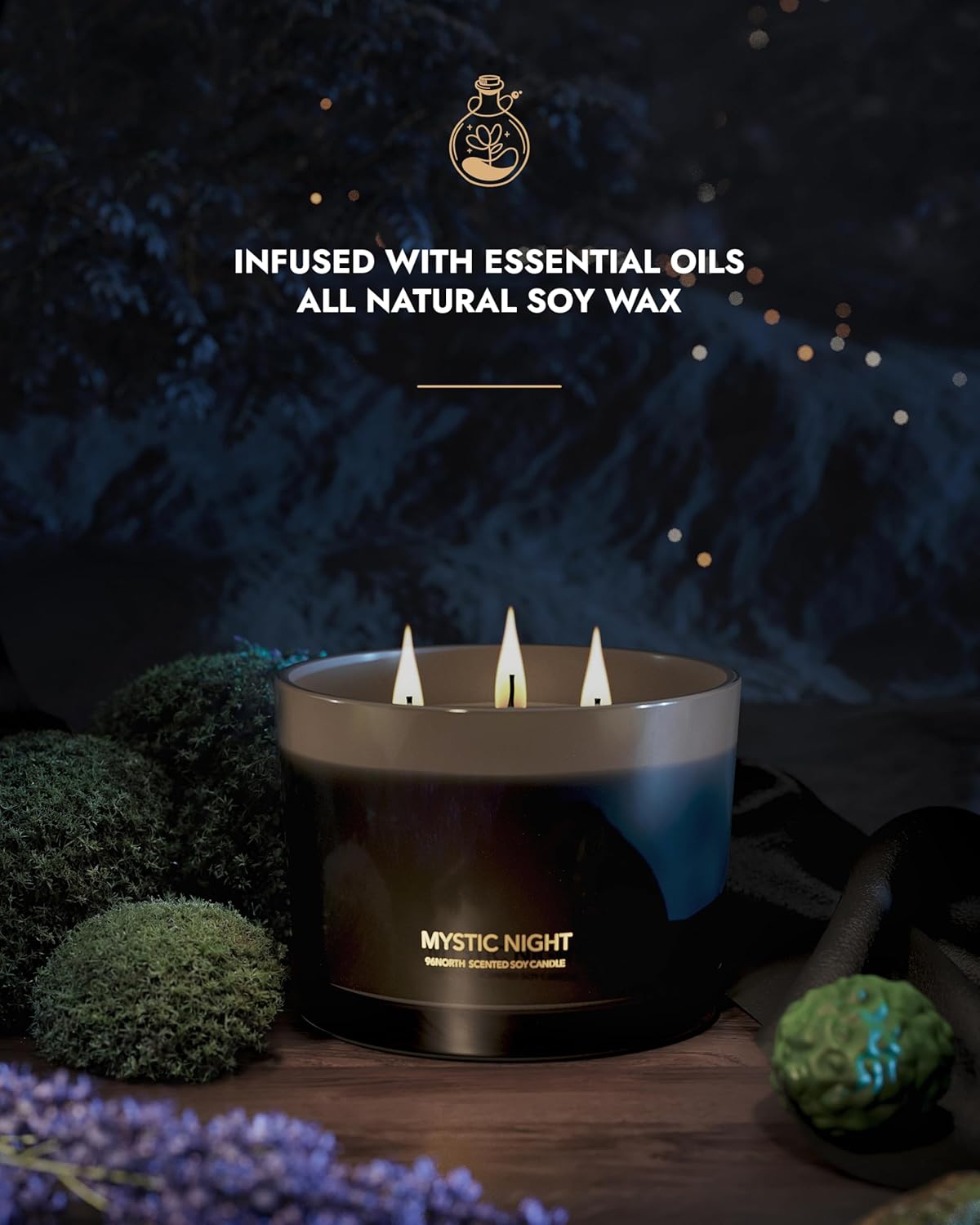 96NORTH Luxury Black Candle - Premium Fragrance with Long Burning Time