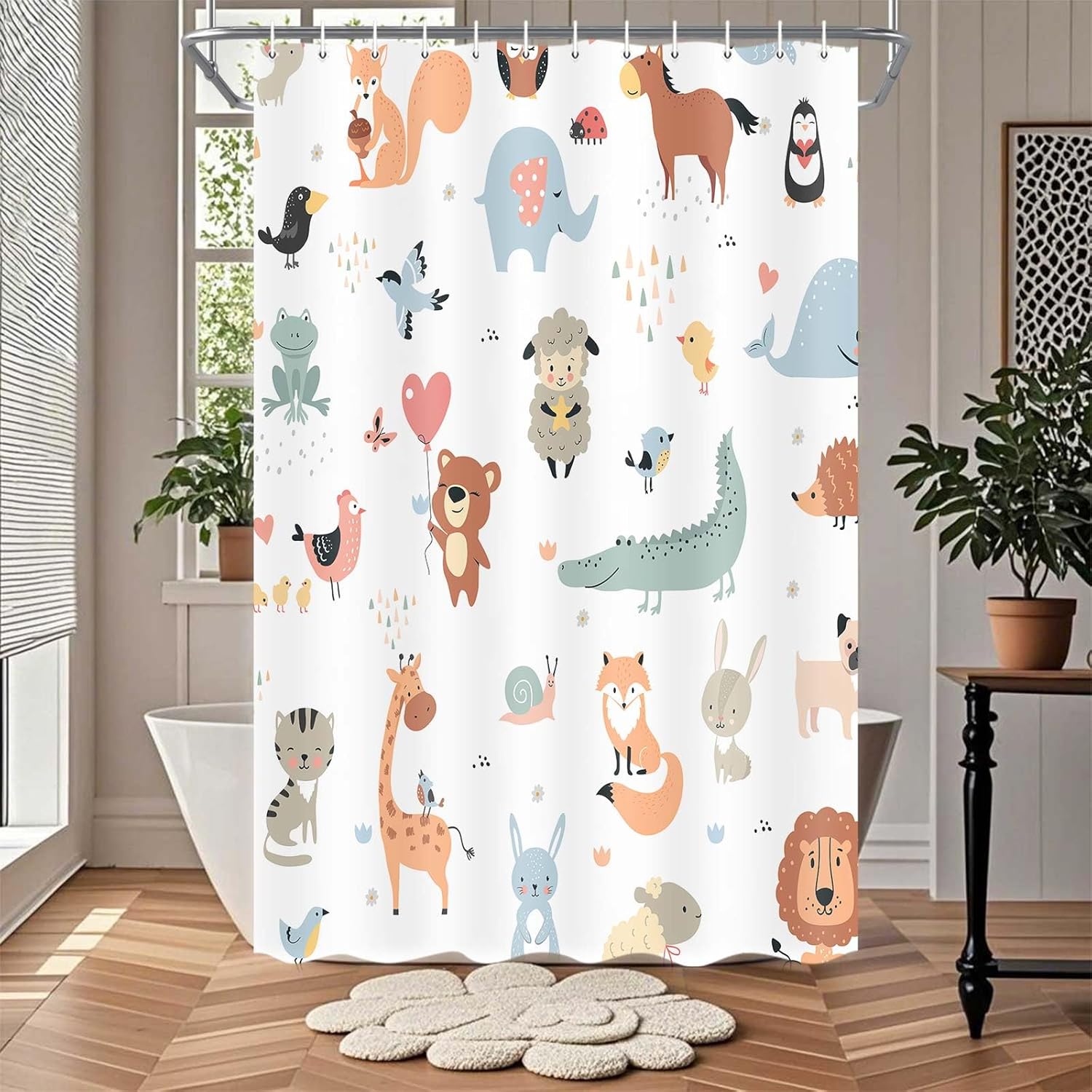 Animal shower curtain for kids