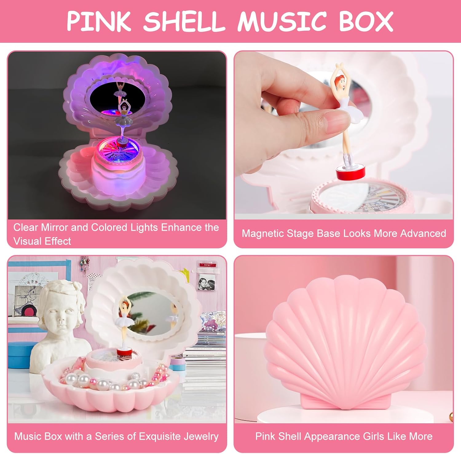 Hebaogugu Pink Jewelry Box for Girls
