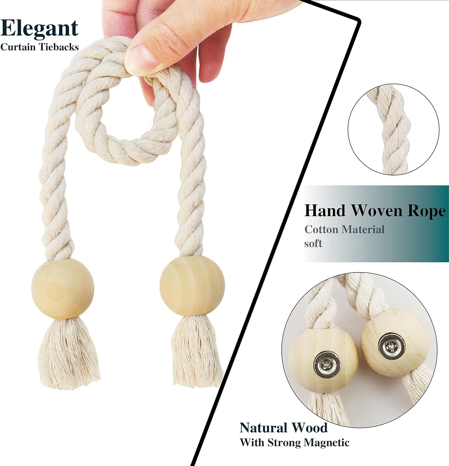 Magnetic Curtain Tiebacks - Durable and Soft for Curtuems Drapery
