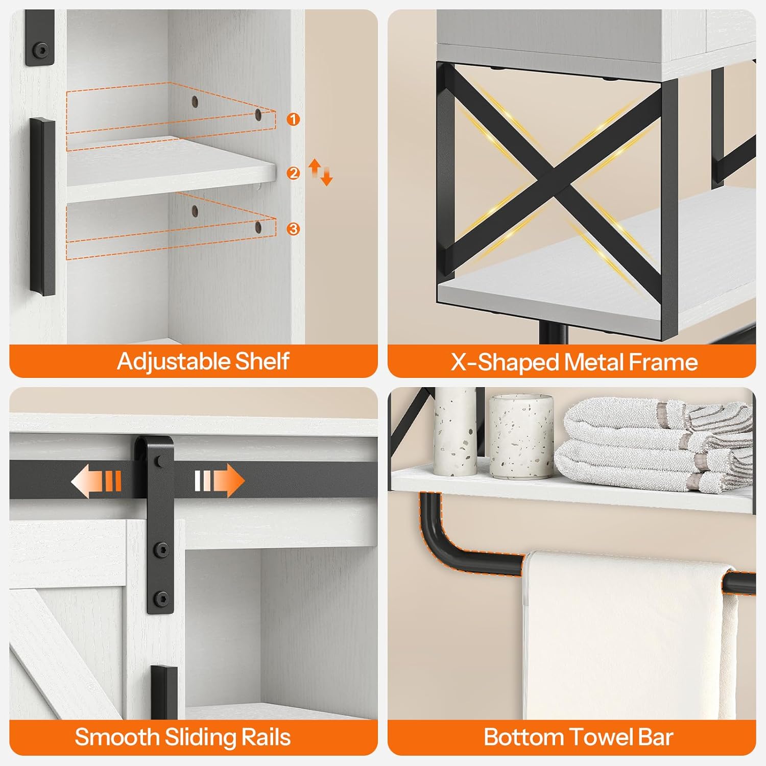 HOOBRO Bathroom Wall Cabinet with Barn Door