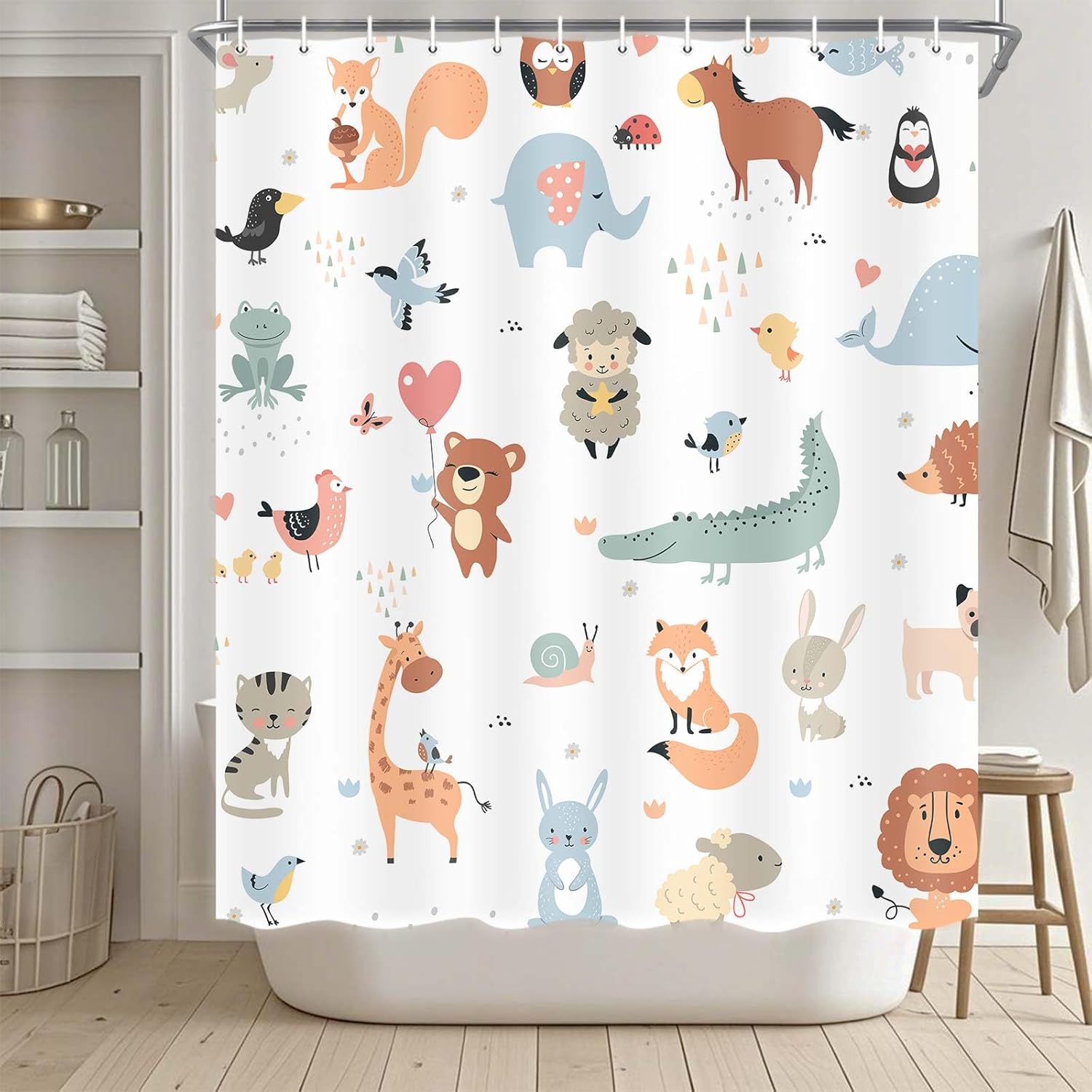 Animal shower curtain for kids