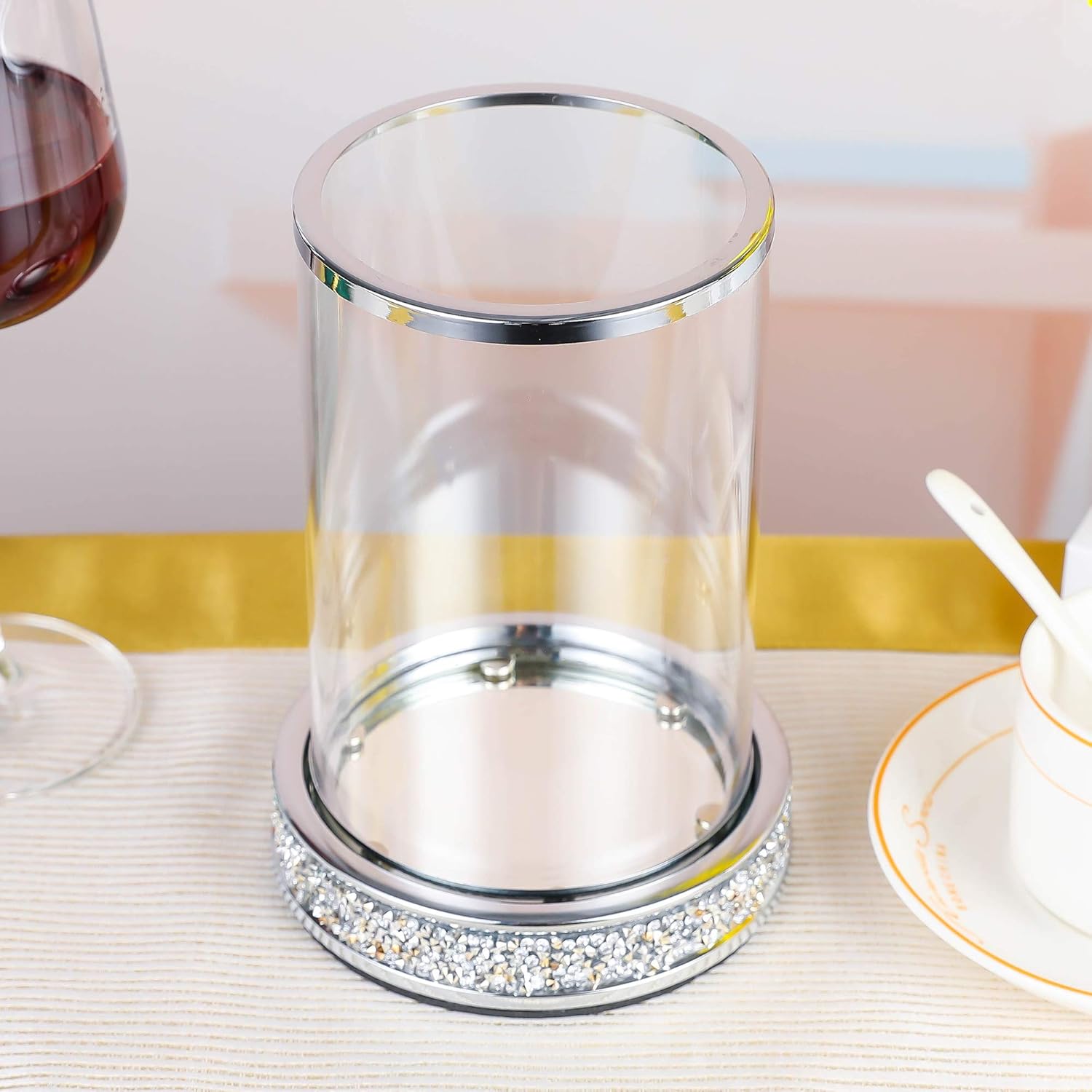 Silver Pillar Candle Holder Set of 2 Silver