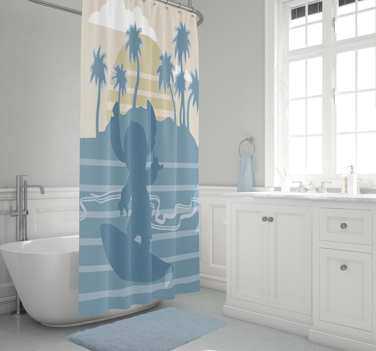 Jay Franco Disney Lilo Stitch Lined Shower Curtain - 70x72 inch Soft Durable
