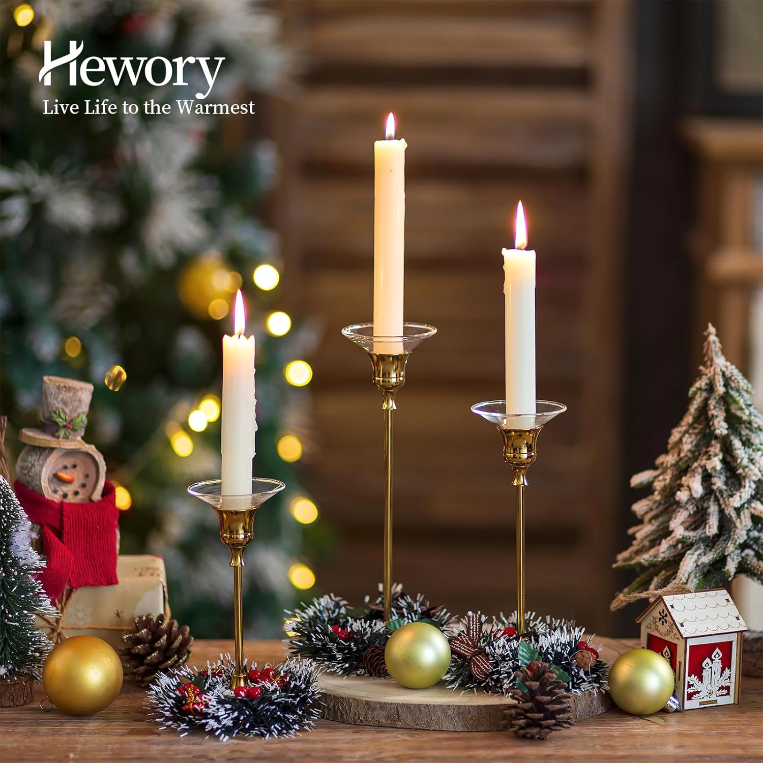 Hewory Glass Candle Drip Catchers 12-Piece Set for Taper Candles