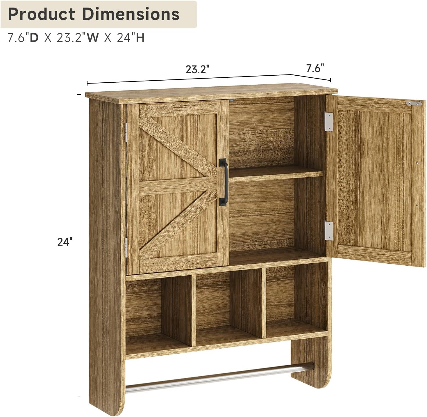 Rustic Bathroom Wall Cabinet with Towel Bar