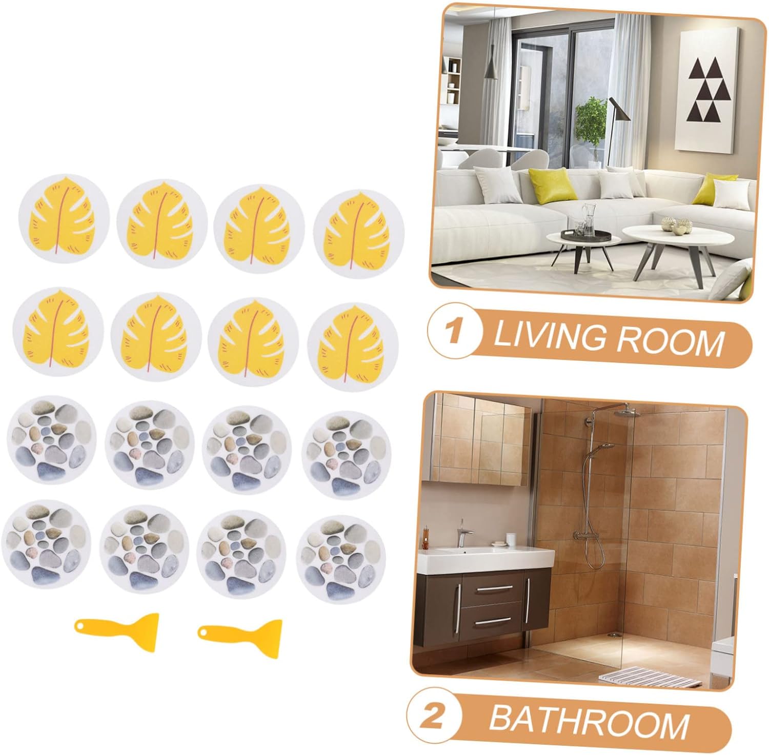 2 Sets Skid Stickers for Bathroom Bathtub and Shower Anti-Slip Decals