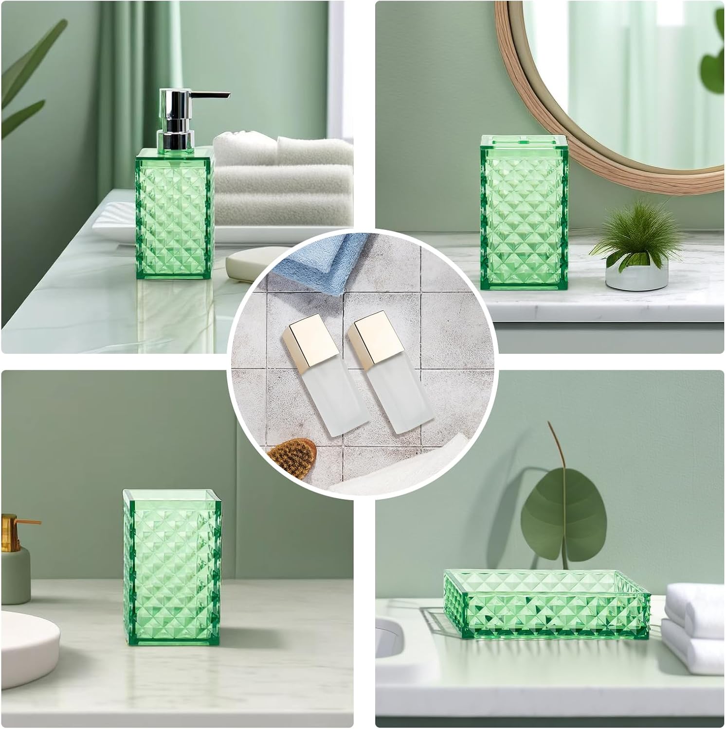 Complete 6-Piece Bathroom Accessory Set with Boho Design