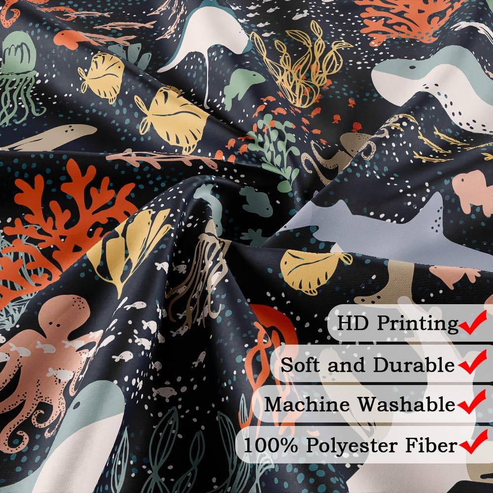 Ocean Fish Boho Shower Curtain for Kids