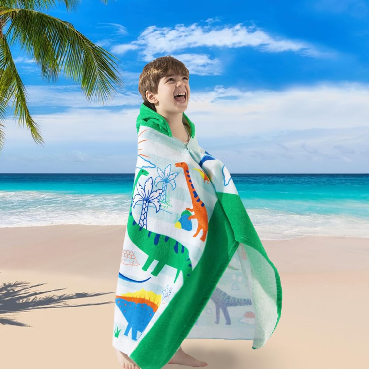 Rainbow Dino Bath Towel