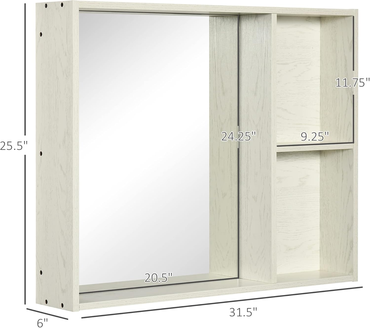 Kleankin 315 x 255 Inch Bathroom Medicine Cabinet with Mirror