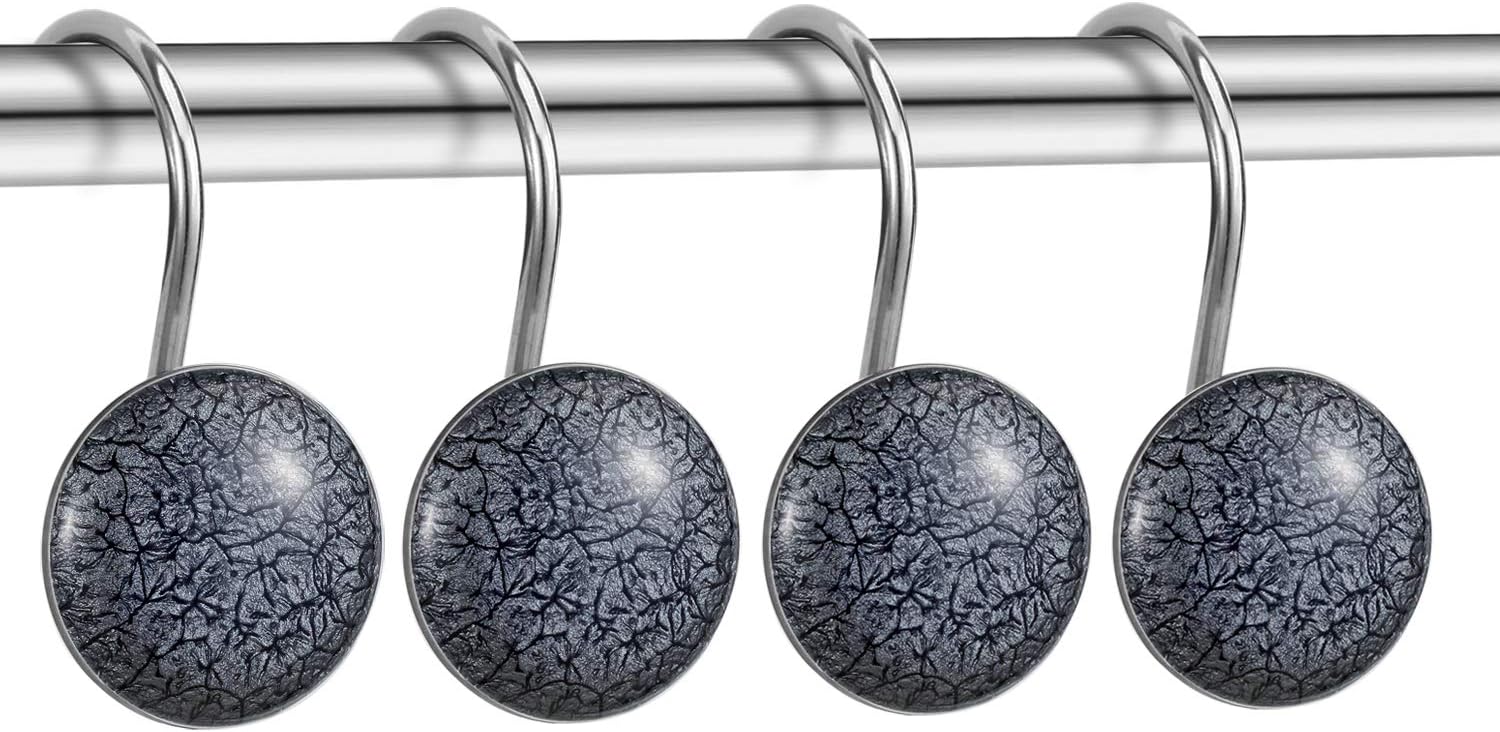 Sturdy Anti-Rust Shower Curtain Hooks Set of 12