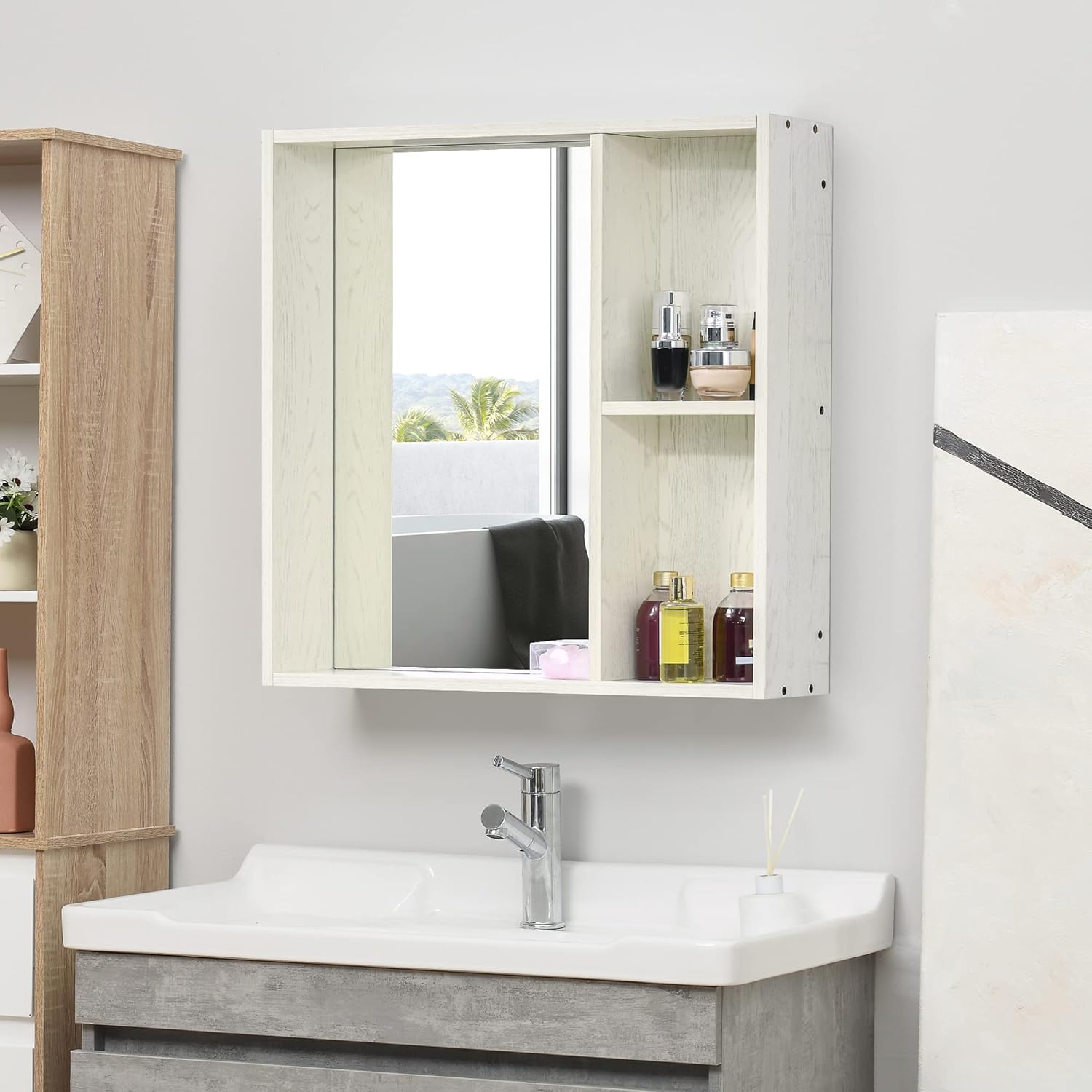 Kleankin 315 x 255 Inch Bathroom Medicine Cabinet with Mirror
