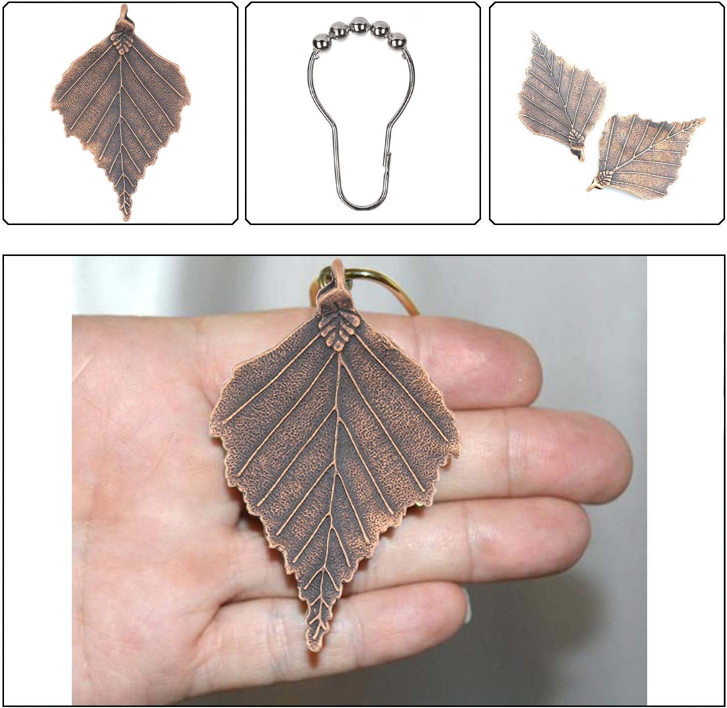 Birch Tree Leaf shower curtain hooks with vibrant autumnal design