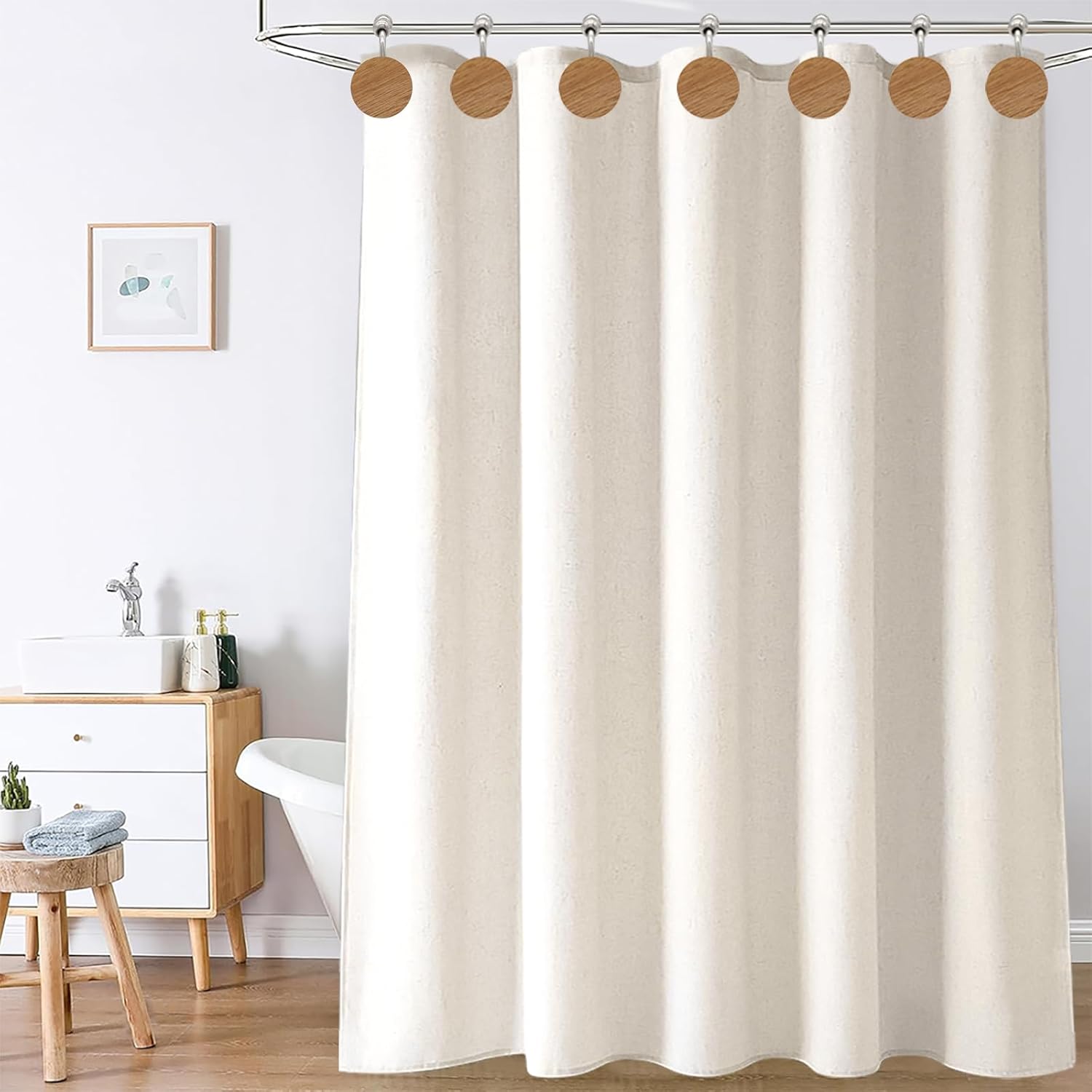 Modern Wood Shower Curtain Hooks 12PCS Silvery