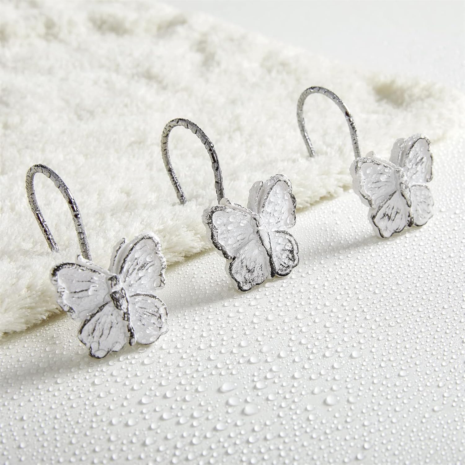 Estmy Decorative Butterfly Shower Curtain Hooks 12PCS