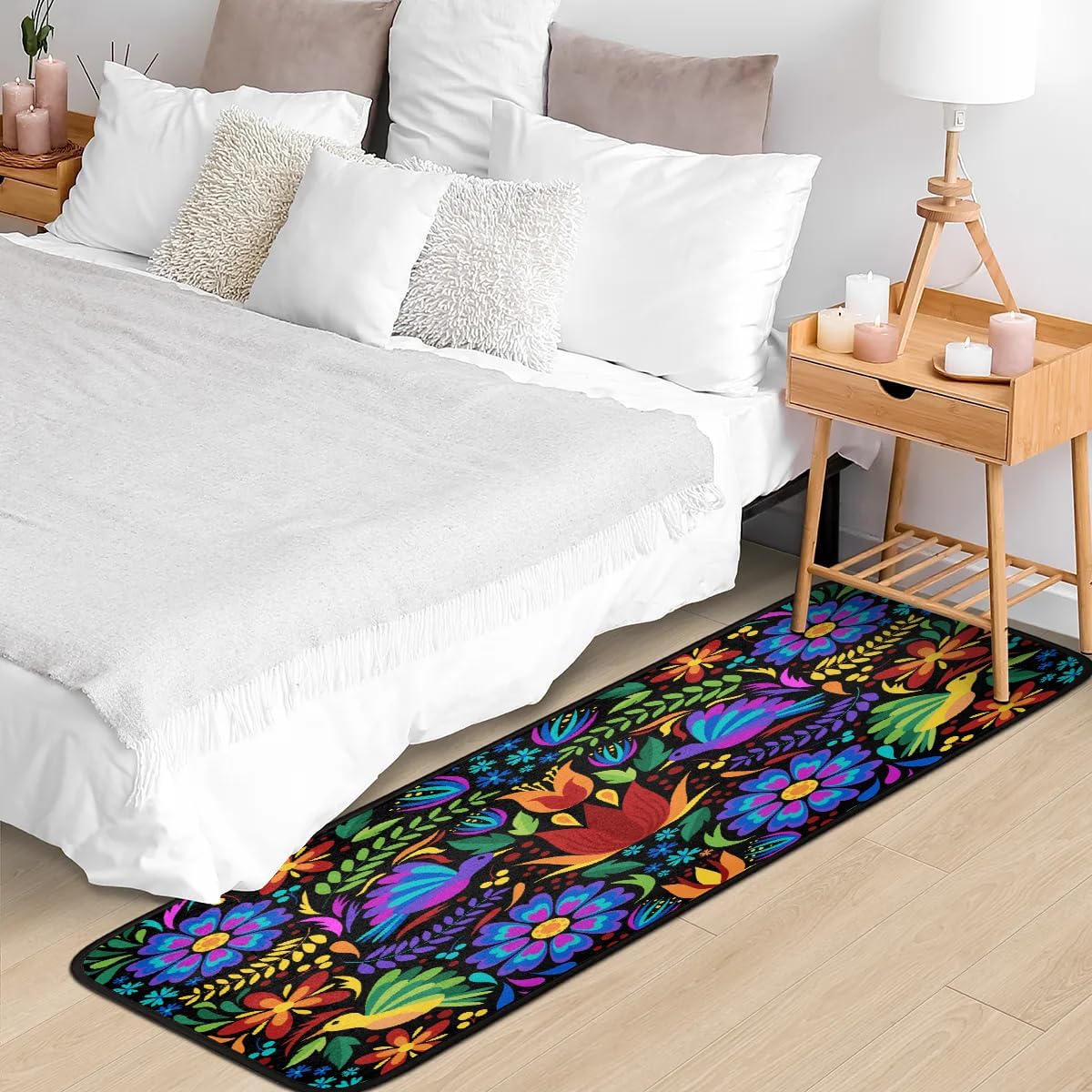 Elegant Floral Mexican Birds Kitchen Rugs