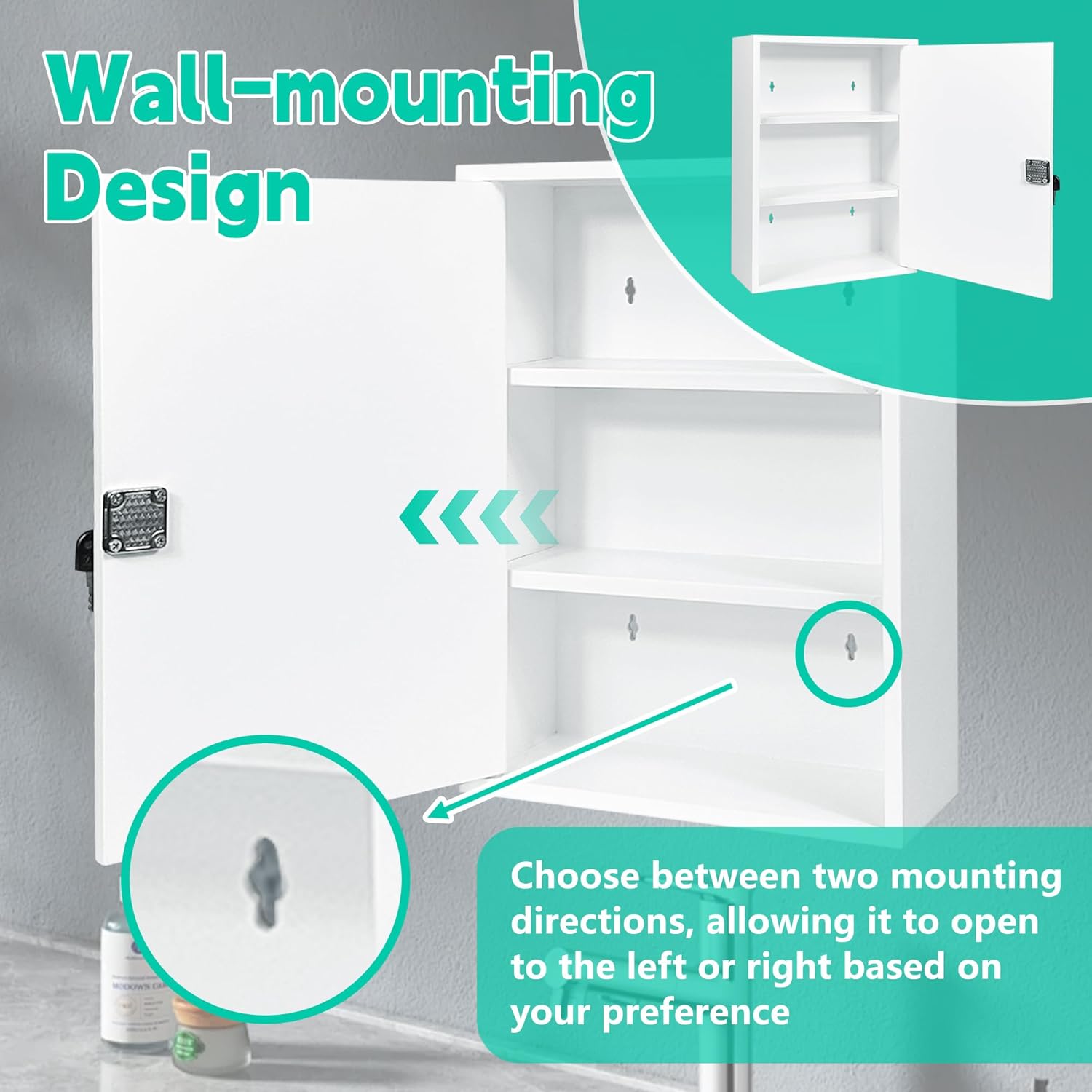 Royxen - Secure Setup Lock Medicine Cabinet for Easy Organization