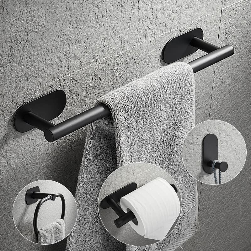 Towel Rail Set for Bathroom - Black Durable Space-Saving