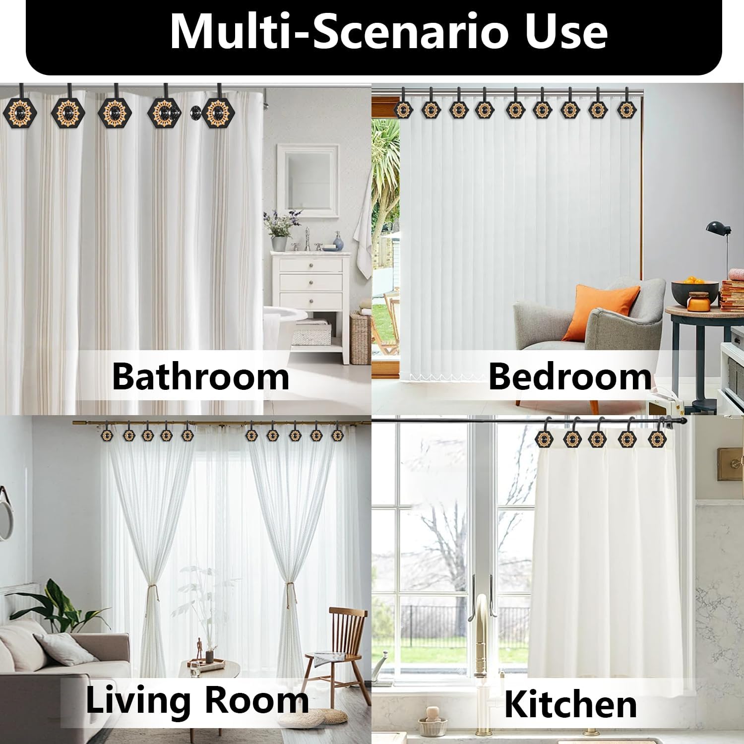 Luxury Diamond Design Decorative Shower Curtain Hooks